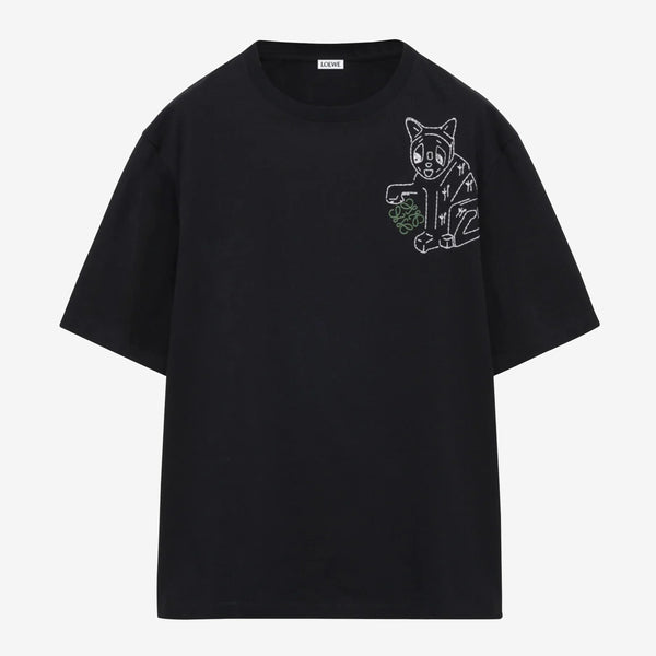 Black Loewè Embroidery Tee
