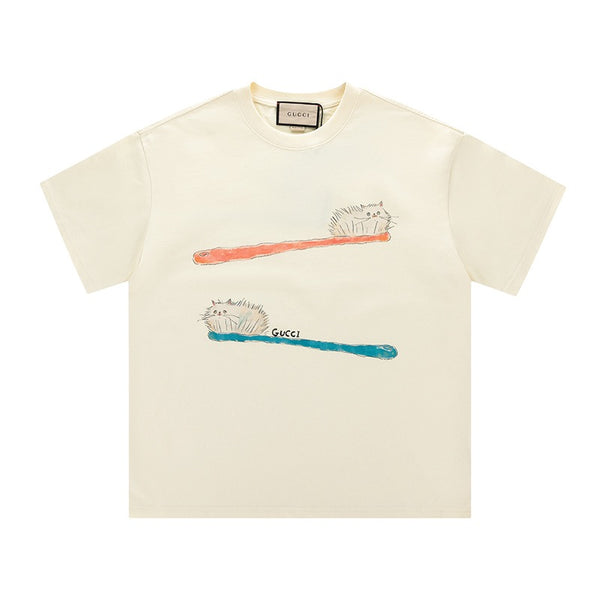 Guccǐ Printed Yellow Tee